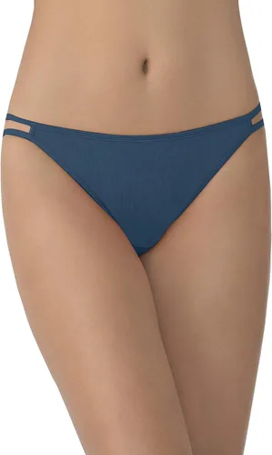 Vista 71 de Vanity Fair Bragas de bikini con tira para mujer, Illumination, con elástico sedoso y ribete de satén Paquete de 3 Negro (Midnight Black)
