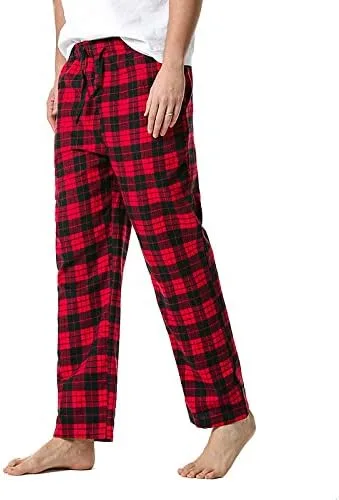 Vista 2 de Mens Buffalo Plaid Pajama Pants with Pockets, Warm Comfortable Flannel Lounge Bottoms, Lightweight Soft Sleepwear