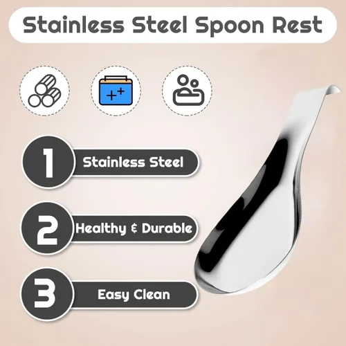 Vista 4 de Soporte de cuchara de acero inoxidable grande con mango largo, para encimera de cocina, soporte para espátula y cucharón, soporte para estufa, apto