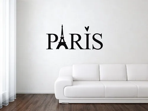 Vista 3 de París - Vinilo adhesivo para pared, diseño de la Torre Eiffel de París, 22 x 10 pulgadas