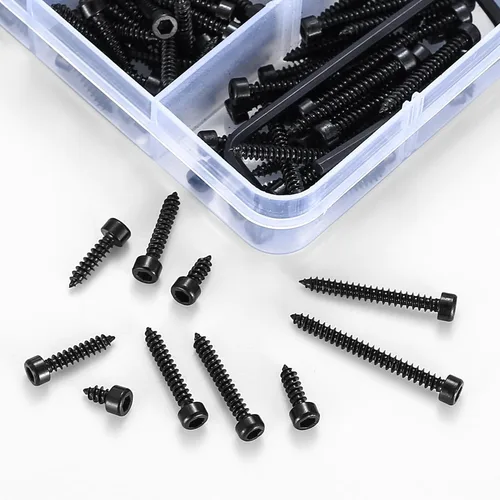 Vista 5 de Tornillos autorroscantes de cabeza hexagonal métrica, kit de surtido de 480 piezas de tornillos de cabeza hexagonal M3 de acero inoxidable, 480 negro