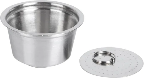 Vista 8 de Oumefar Cápsulas de café reutilizables, cápsulas de café reutilizables de acero inoxidable con tapa de silicona, taza de cápsula de café recargable