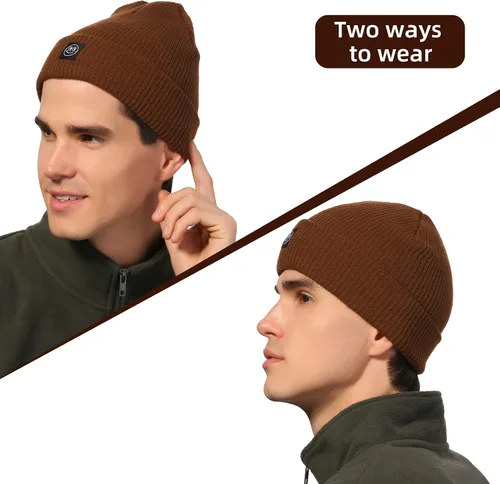 Vista 2 de Gorro para hombre con gorro de invierno con sonrisa, unisex, de punto, suave, cálido, con puños