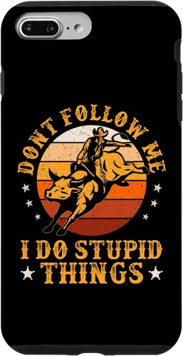 Vista 12 de iPhone 16 Don't Follow Me I Do Stupid Things Funny Bull Riding Vintage Case