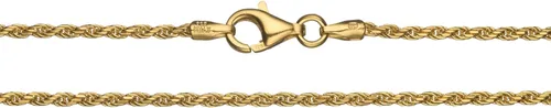 Vista 2 de Collar de cadena italiana tipo cuerda de plata fina enchapada en oro de 18 quilates, de 1,6 milímetros. Todos los tamaños, de 16 a 30 pulgadas.