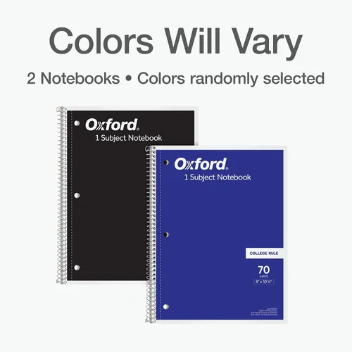 Vista 7 de Cuadernos en espiral Oxford, paquete de 2, 1 asignatura, cuadernos rayados universitarios para la escuela, 8 x 10.5 pulgadas, 70 hojas