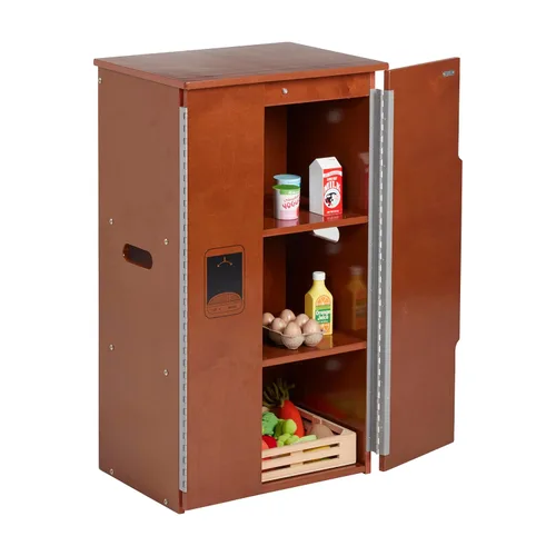 Vista 12 de ECR4Kids Refrigerador de Cocina de Juguete, Juego de Madera, Nogal Oscuro