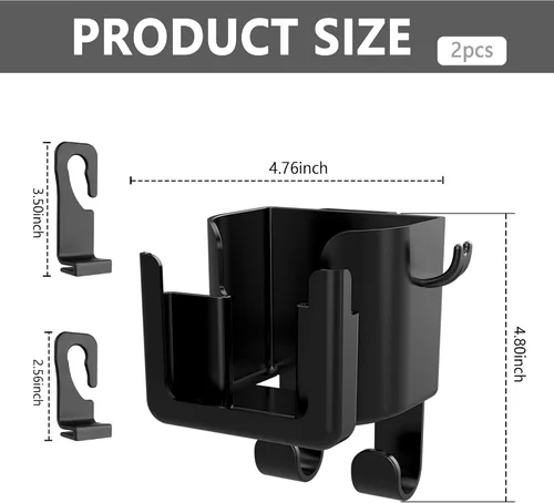 Vista 2 de 2 portavasos multifuncionales para automóvil + soporte para teléfono de automóvil + gancho para bolso de automóvil, organizador colgante