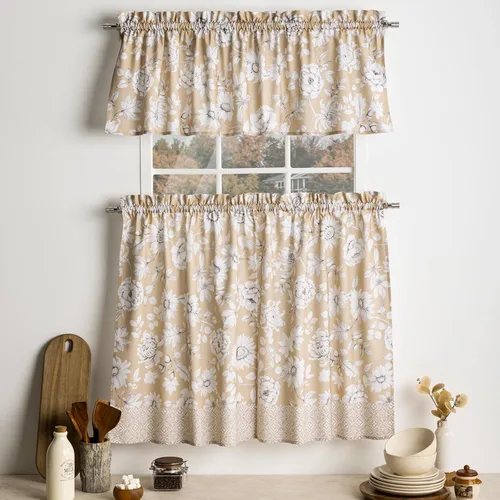 Vista 82 de Maison d' Hermine Juego de cortinas de cocina para ventanas, juego de cortinas de cocina 100% algodón, cenefas para el hogar [2 niveles