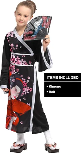 Vista 2 de IKALI Disfraz tradicional japonés de Yukata para niñas, disfraz de cosplay
