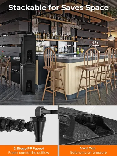 Vista 5 de Dispensador de bebidas aislado de 5 galones, dispensador comercial de bebidas calientes/frías para cafeterías, fiestas grandes, reuniones