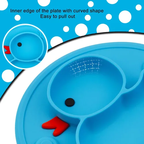 Vista 3 de Plato dividido de silicona para bebés, plato portátil antideslizante para alimentación infantil con ventosa para niños, bebés y niños, sin BPA, apto