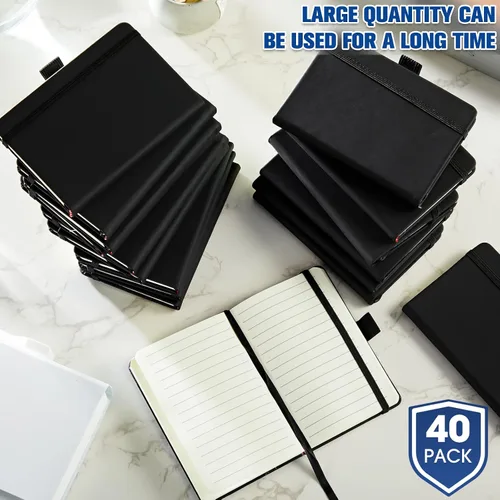 Vista 4 de Laumoi Paquete de 40 cuadernos de bolsillo, tamaño A6, mini diario de tapa dura, cuadernos forrados de cuero PU de 3.5 x 5.5 pulgadas, bloc de notas