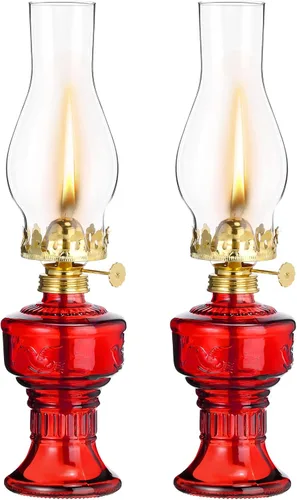 Vista 8 de 2 lámparas de aceite de cámara para uso en interiores, lámpara vintage de queroseno, linterna rústica de queroseno para huracán con mecha de fuego
