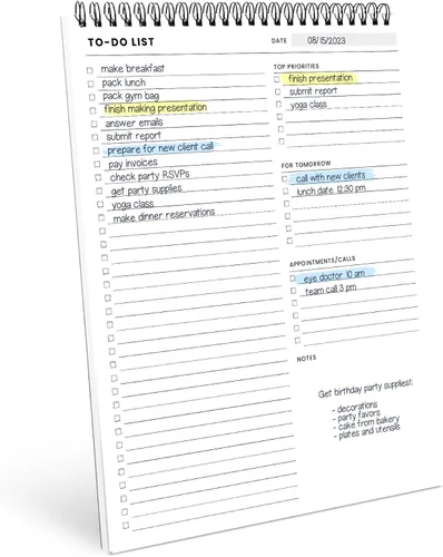 Vista 12 de Bloc de notas de lista de tareas pendientes, paquete de 6: tiene múltiples secciones funcionales - 5.2 x 8 pulgadas, 35 hojas - cuaderno