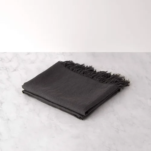 Vista 3 de Best Home Fashion Manta de lino 100% - Elegancia casual, ligera y elegante manta de lino - Oscuro.Gris - 50 x 60 pulgadas