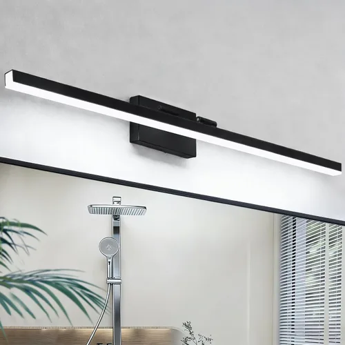 Vista 12 de IZORRO Moderna lámpara de tocador de baño de 16 pulgadas, giratoria, 12 W, regulable, lámpara LED sobre el espejo, barra de luz negra para tocador