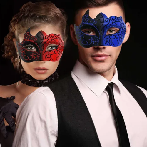 Vista 7 de Máscara veneciana para hombres y parejas, máscara veneciana para Halloween, Mardi Gras, fiesta, baile de graduación