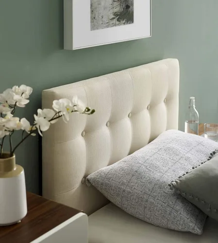 Vista 12 de Modway Emily - Cabecera individual tapizada con botones de tela de lino beige