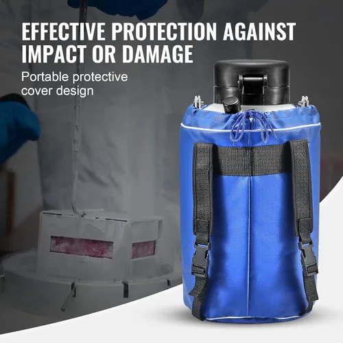 Vista 6 de VEVOR Tanque de Nitrógeno Líquido, Contenedor de Nitrógeno Líquido de Aleación de Aluminio de 3 L, Tanque Dewar de LN2 con 6 Botellas y Bolsa