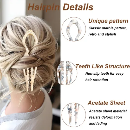 Vista 5 de 4 horquillas para el cabello para mujer, horquilla francesa en forma de U, horquilla francesa para el cabello, accesorios elegantes para el cabello