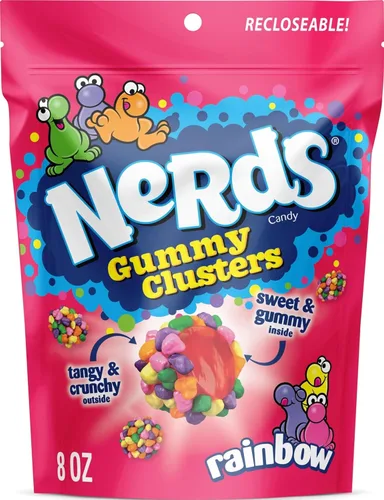 Vista 14 de NERDS Gummy Clusters Candy, arcoíris, crujiente y gomoso, 3 onzas (paquete de 12)