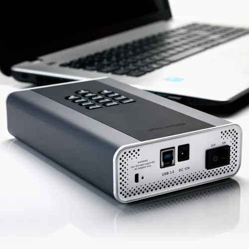 Vista 8 de iStorage diskAshur DT2 256-bit 10TB Certificado FIPS Nivel 3 Disco duro de escritorio cifrado seguro Protección con contraseña