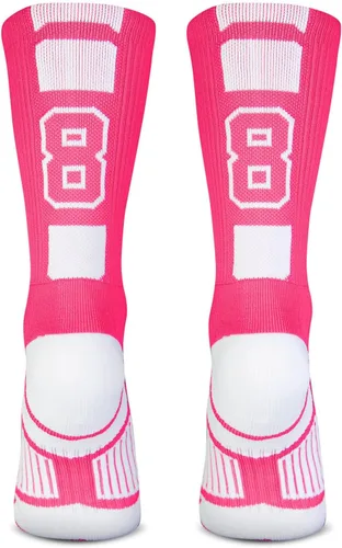 Vista 43 de ChalkTalkSPORTS Calcetines de equipo personalizados - Calcetines con números rosados Elige tu número