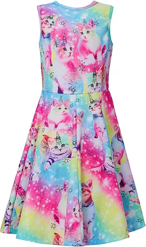 Vista 5 de BFUSTYLE - Vestido sin mangas con estampado floral, informal, para niñas de 4 a 13 años