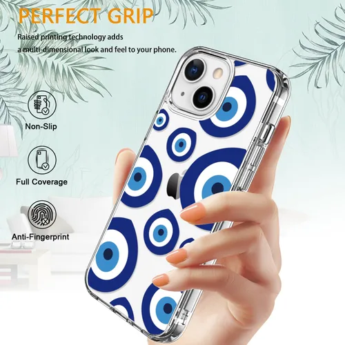 Vista 5 de LUHOURI Funda para iPhone 15 con protector de pantalla – Cristal acrílico transparente – Diseños de moda para mujeres y niñas – Funda protectora