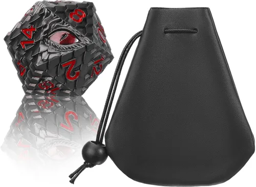 Vista 3 de 1 dado de metal D20 DND – Dados poliédricos gigantes metálicos de 20 caras, dados grandes de 1.378 in de ojo de dragón para juego de mesa