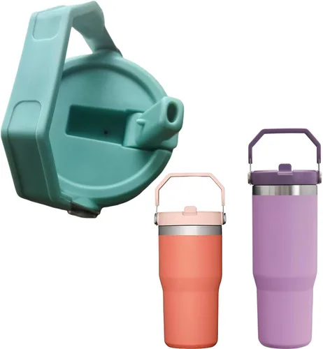 Vista 11 de 2PC Tapas de Vaso de Repuesto a Prueba de Fugas con Popote - Compatibles con Vaso Stanley NUEVA VERSIÓN Iceflow Flip, Quencher H2.0 y Protour Negro