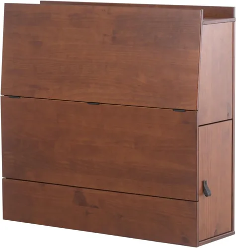 Vista 8 de Memomad Bali Set: Plataforma de almacenamiento con cajones + Cabecera con estantería (Tamaño individual, madera color marrón caramelo)