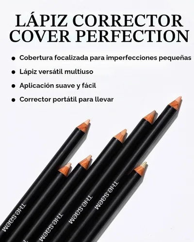 Vista 2 de THESAEM Cover Perfection - Lápiz Corrector Ideal de 0.04 onzas – 0.5 beige hielo para tonos de piel neutros claros 17-19 – Lápiz delgado multiusos