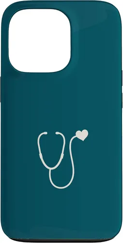 Vista 10 de iPhone 16 Dark Peacock Blue - Estuche para estetoscopio de corazón para enfermera o médico