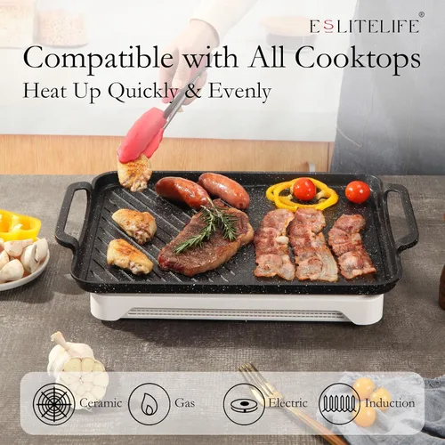 Vista 5 de ESLITE LIFE Sartén antiadherente de 11 x 17 pulgadas para cocinar en interiores y exteriores, versátil sartén grande de inducción 2 en 1