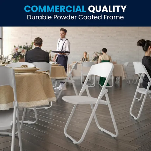 Vista 7 de Flash Furniture HERCULES Series - Silla plegable de plástico blanco