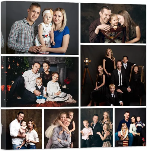 Vista 15 de ZXHYWYM Imágenes en lienzo, collage personalizado de 9 fotos, collage personalizado con texto para subir imágenes al lienzo, tu familia, perro