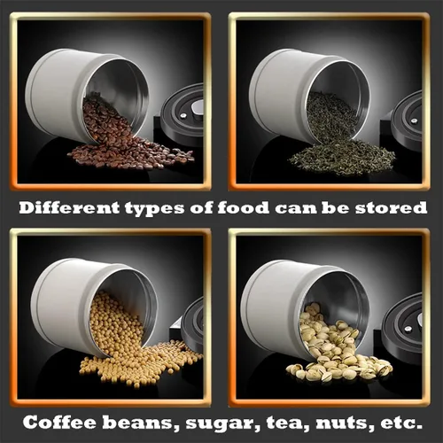 Vista 5 de Recipiente de café hermético de acero inoxidable, recipiente de almacenamiento de granos de café con válvula de liberación de CO2, almacenamiento