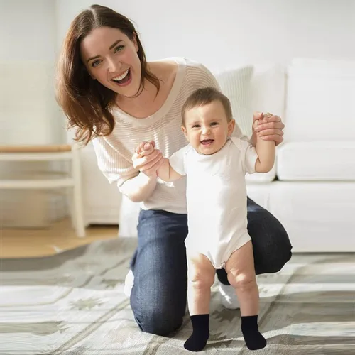 Vista 4 de GRPSKCOS Calcetines Antideslizantes para Bebés 12 Pares Calcetines Antideslizantes para Niños Pequeños de 0-7 Años Infantes Niños Pequeños Niños