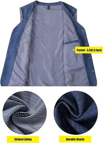 Vista 3 de HangNiFang - Chaleco casual con cuello en V para hombre