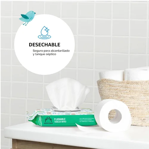 Vista 3 de Marca Amazon – Mama Bear - Toallitas de inodoro desechables para niños pequeños, sin perfume, formuladas sin fragancia, hipoalergénicas, seguras