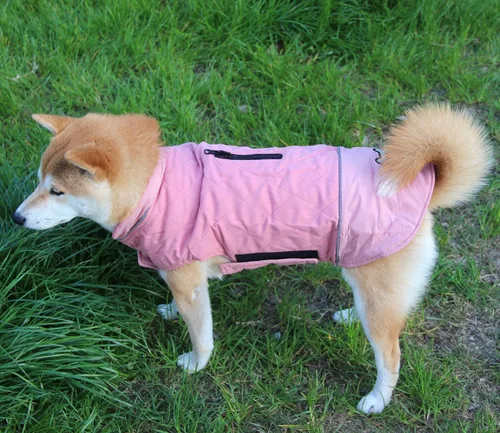 Vista 2 de Vecomfy - Abrigo reversible para perros pequeños, impermeable, cálido, de algodón, para invierno, color rojo