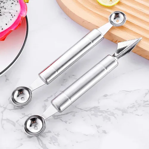 Vista 5 de Herramientas de tallado de frutas, cuchillo para tallar frutas, paquete de 3, herramientas de tallado de verduras de acero inoxidable, cuchara