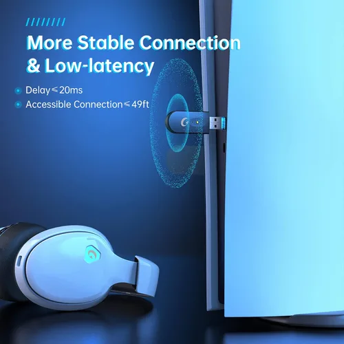 Vista 2 de Gtheos Auriculares inalámbricos para juegos de 2.4 GHz para PC, PS4, PS5, Mac, Nintendo Switch, Bluetooth 5.2 auriculares para juegos con micrófono