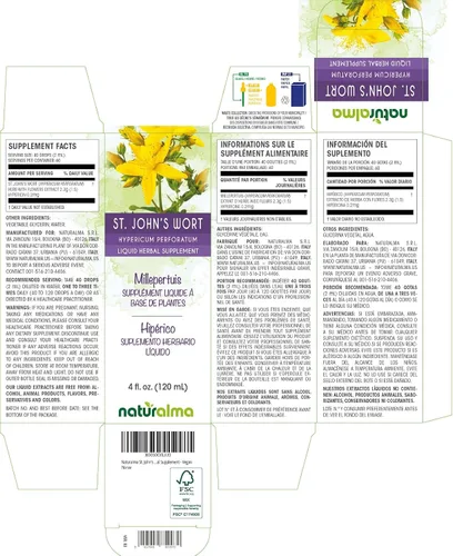 Vista 2 de Naturalma Hierba de San Juan (Hypericum perforatum) hierba con flores tintura sin alcohol - 4 onzas líquidas de extracto líquido en gotas
