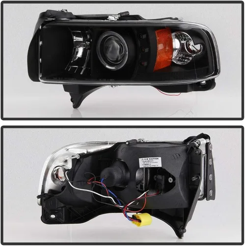 Vista 2 de ACANII - Para 1994-2001 Dodge Ram 1500 2500 3500, faros LED con anillo de halo, carcasa negra, proyector, conjunto de faros