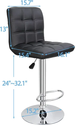 Vista 7 de ZenStyle Taburetes de bar de altura de mostrador, juego de 2 taburetes de bar giratorios ajustables, sillas de cuero PU para taburete de cocina