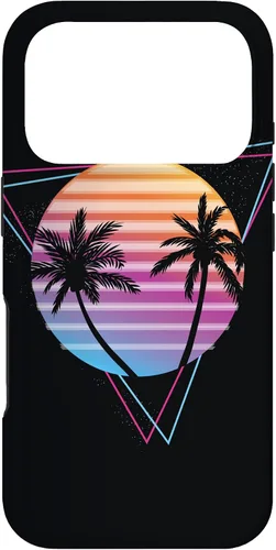 Vista 30 de Palm Sunset 80s Vibe Retrowave Synthwave Aesthetics - Carcasa para iPhone 16