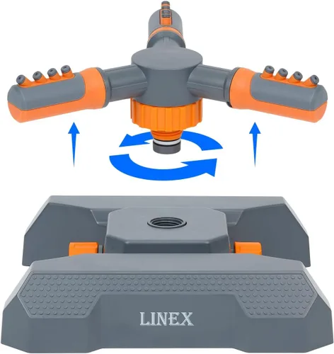 Vista 5 de LINEX Rociadores para patio, rociador giratorio de 360 grados para jardín y césped para una cobertura de área grande, rociador ajustable